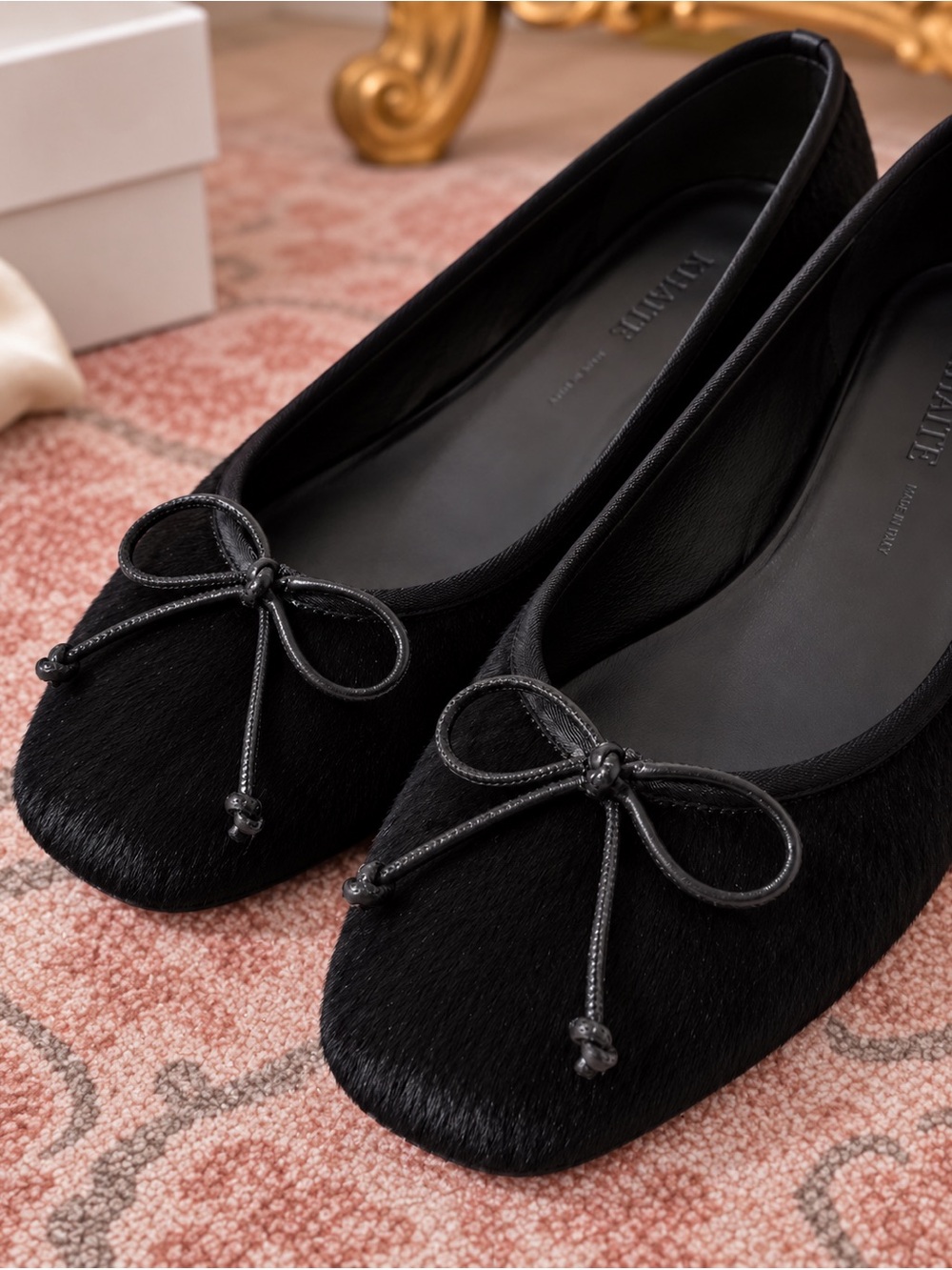 KHAITE Charlotte Calf Hair Ballet Flats Black EU 38 US 8
